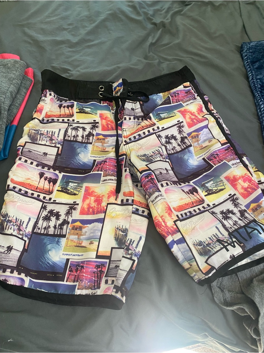 Men's Multicolor Photo-Print Swim Trunks